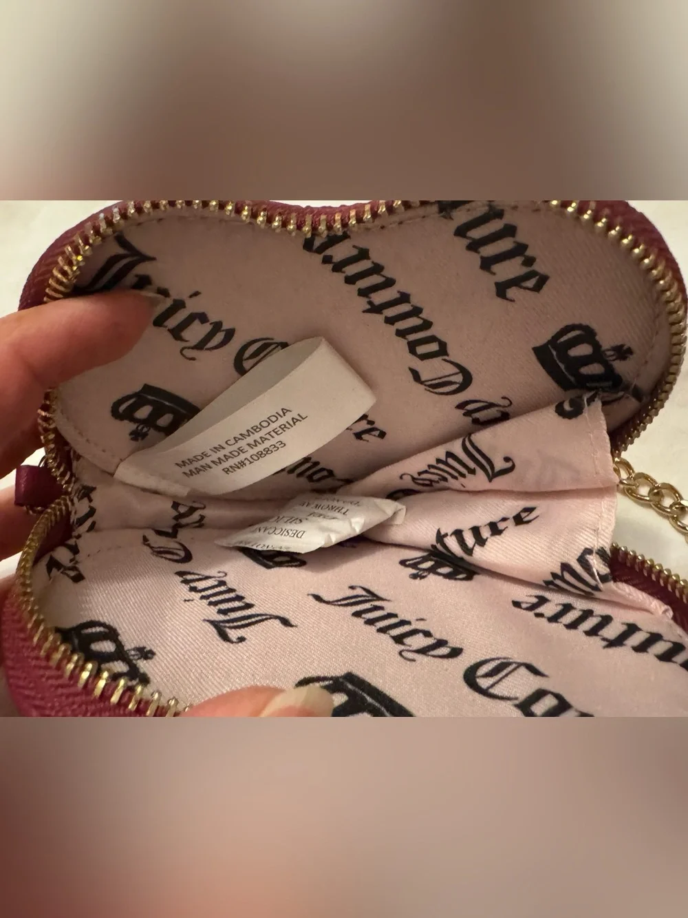 Juicy Couture Adorable Fuchia Small Holder with Gold Chain